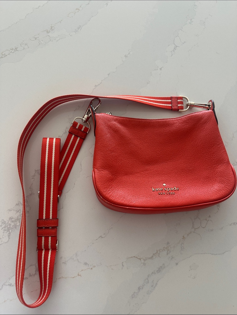 Kate Spade Orange Pebble Leather Crossbody bag small purse